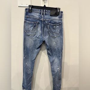 Zumies Empyre Mens size 30 distress & bleach stain tapered Jeans